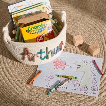 Nordic stílusú kör alakú tárolókosár pamutszálból, fogantyúval, modell WBS0613001