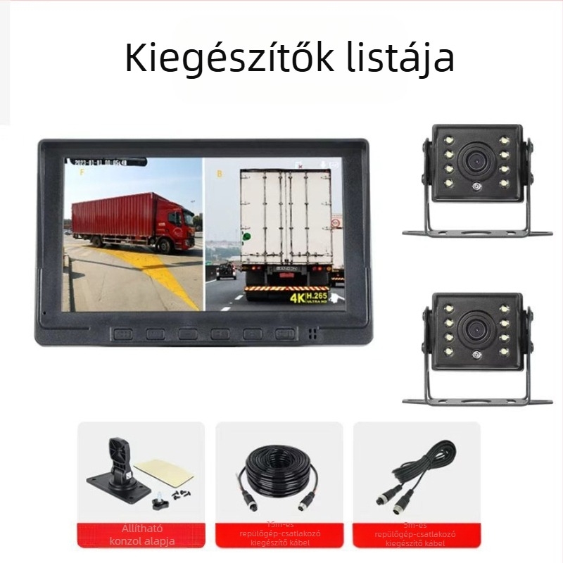 Autó dashboard-kamera holttér-monitorozással, 1080P videó, 170° széles látószög, 12MP fényképek, F2.0 objektív, elöl és hátul felvétel