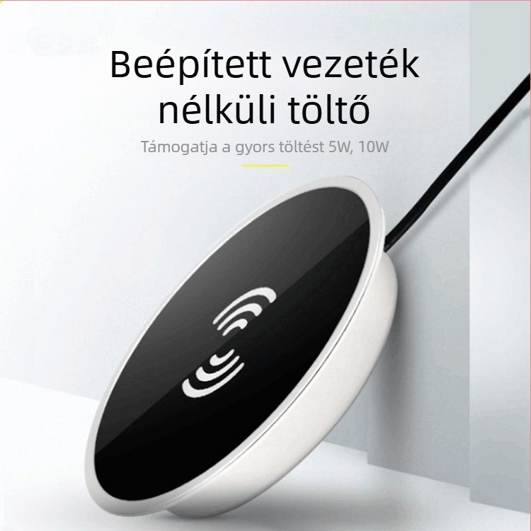 Asztali beépített vezeték nélküli töltő, 10W gyors töltés, USB interfész, bemeneti áram 1,5A, FCC/CE/ROHS tanúsítvány