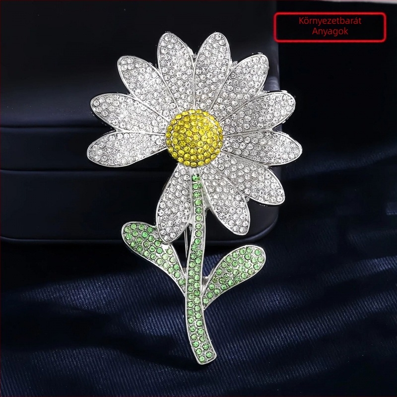 Margaréta bross gyémántokkal kirakott, cinkötvözetből, Yini márka, uniszex divatos kiegészítő
