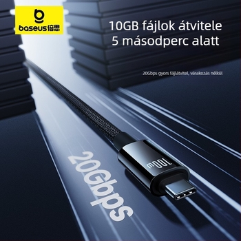 Baseus USB-C-tól USB-C-ig gyors töltésű adatkábel, 1,5 m, 100 W, cinkötvözet