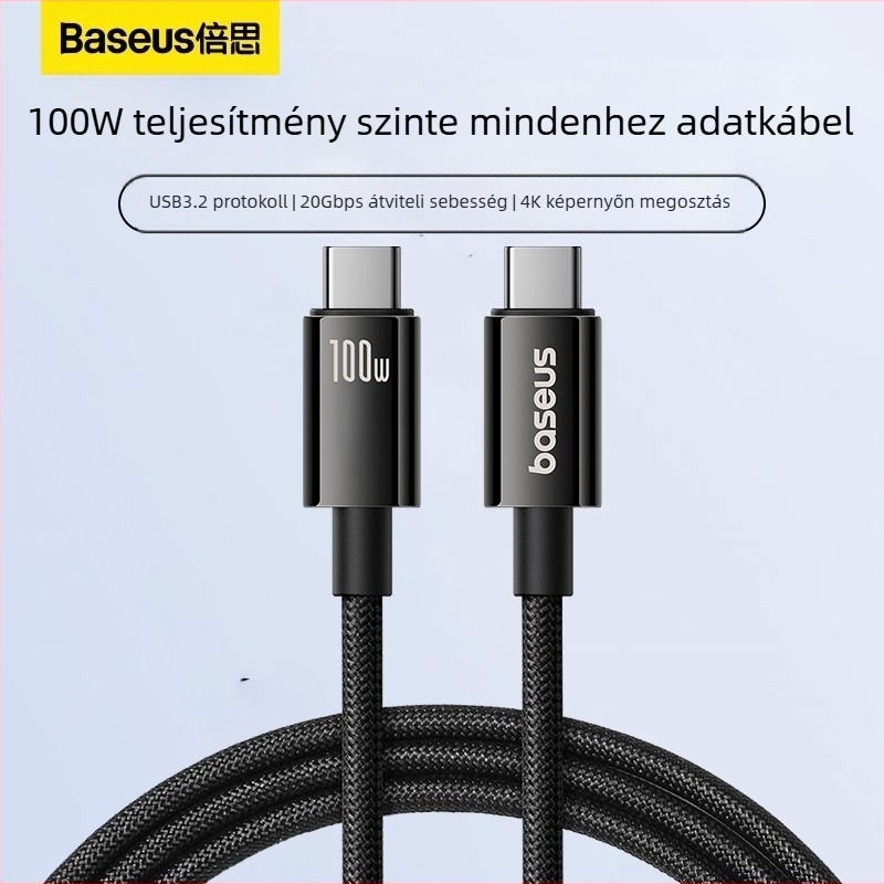 Baseus USB-C-tól USB-C-ig gyors töltésű adatkábel, 1,5 m, 100 W, cinkötvözet