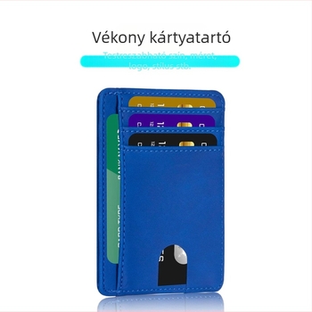 PU bőr útlevél- és kártyatartó, több kártyahellyel, uniszex, vízszintes négyzetes forma, logónyomás