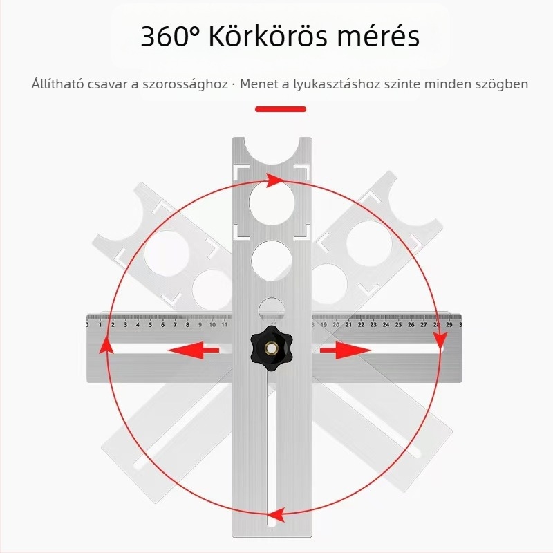 Yilin Lyukpozicionáló Vonalzó Kerámia Csempe és Üveghez – 60-pozíciós, Táskával és Anyával