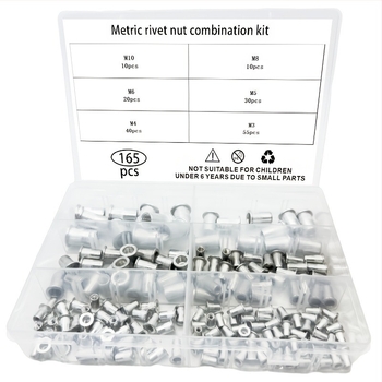 165 darabos Rivet Nut készlet – alumínium ötvözet, fehérített felület, A osztály – Rongyuda