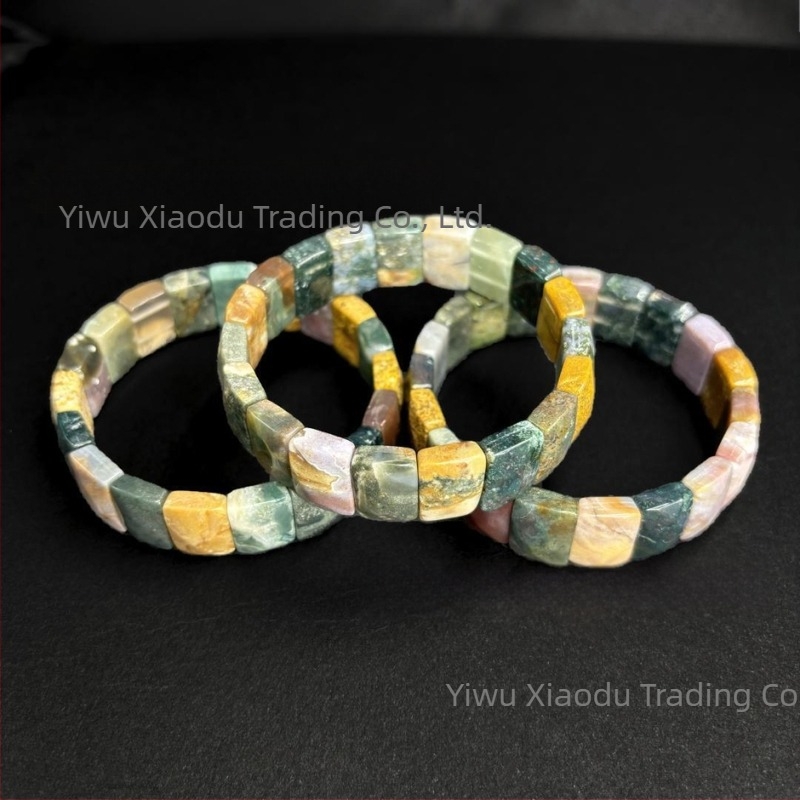 Természetes achát karkötő – uniszex, könnyű luxus, rombusz vágás, polírozott felület