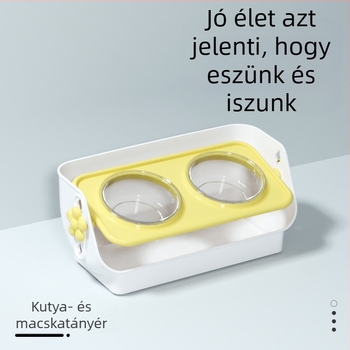 Megerősített, csöpögésmentes dupla macska tál etetésre és ivásra (ABS)