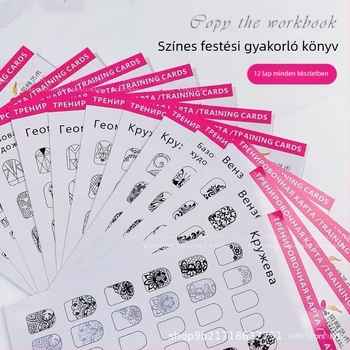 Nail Art gyakorlókönyv: Festett virágok másolása kezdőknek — 104 g, készlet eszközökkel a körömápoláshoz, Anyag: Egyéb, Hazai márka, általános közönség