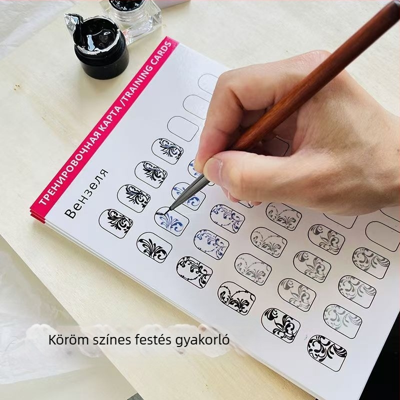 Nail Art gyakorlókönyv: Festett virágok másolása kezdőknek — 104 g, készlet eszközökkel a körömápoláshoz, Anyag: Egyéb, Hazai márka, általános közönség