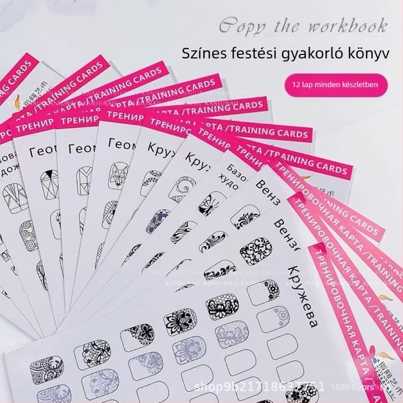 Nail Art gyakorlókönyv: Festett virágok másolása kezdőknek — 104 g, készlet eszközökkel a körömápoláshoz, Anyag: Egyéb, Hazai márka, általános közönség