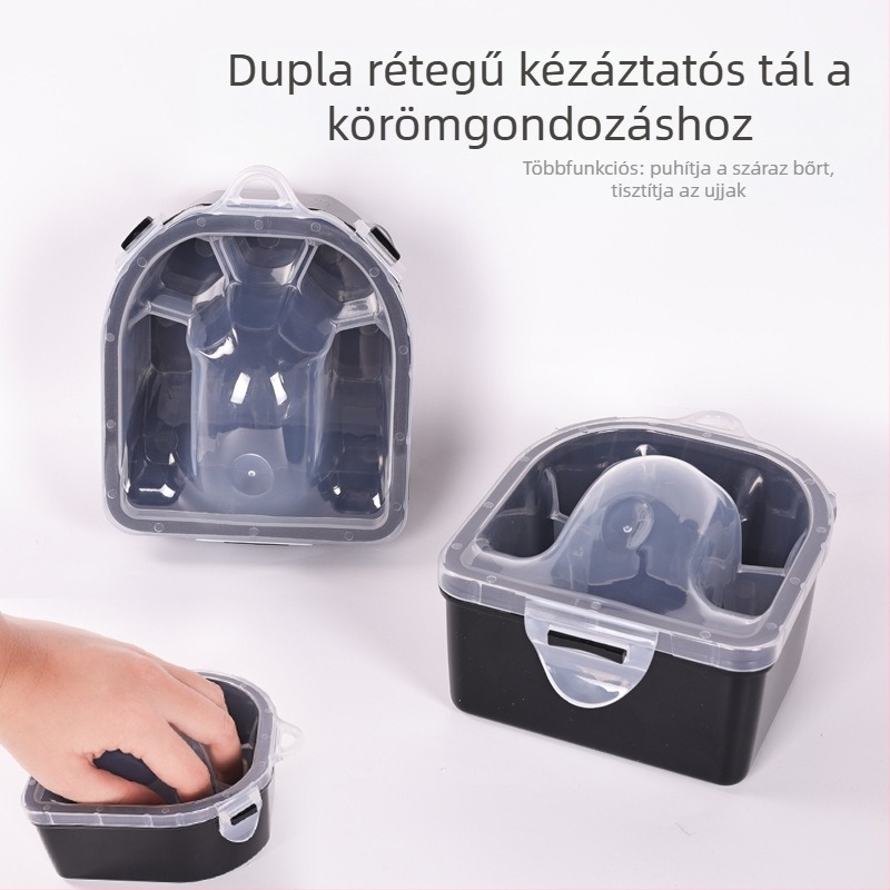 Manikűr kézáztató tál, műanyag, dupla rétegű szigeteléssel és záróval, 250 g nettó tömeg, Jinzixiu márka