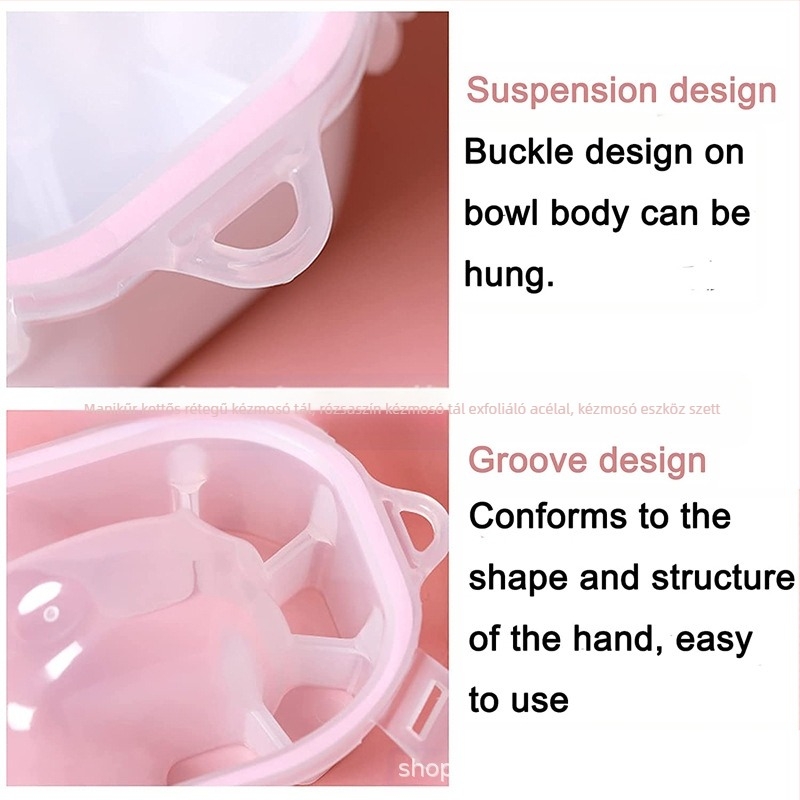 Liwei Manikűr dupla rétegű kézmosó tál készlet, exfoláló acél kefével | Körmös eszközök | Eredet: Guangzhou