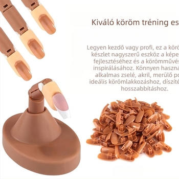 Műkörmös gyakorló kéz modell hajlékony, mozgó ízületekkel, ovális alakú, hordozható, Yijiayi márka