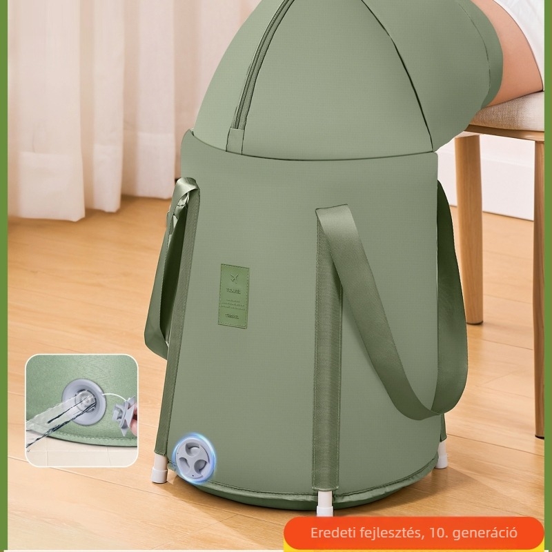 Hordozható lábfürdő vödör, térdnél magasabb, mély, kerámia, összecsukható, hőtartó