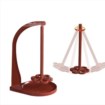 Fából készült fonaltekerő forgó állvány leválasztható virág alakú alappal — 3 rétegű asztali tároló kötéshez és szövéshez