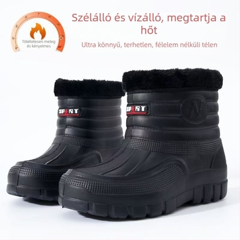 Férfi téli hócipő EVA felsőrésszel, EVA habtalpú talp, kerek orr, alacsony sarok (1–3 cm)