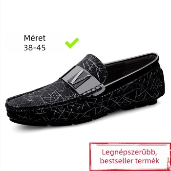 Férfi bőrből készült loafer - felső rész másodlagos marhabőrből, négyszögletes orr, lapos sarok, gumírozott talp, PU talptámasz, lélegző, 2025 tavasz