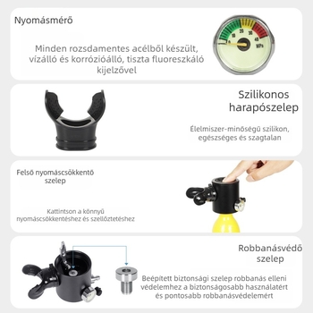 Mini búvár oxigén palack, alumínium ötvözet, 0.5L kapacitás, DIDEEP márka, licencelhető magáncímke