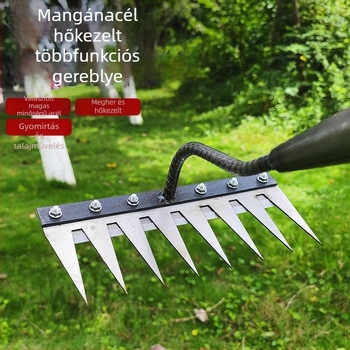Mangán-acél gyomirtó kapa fogazott fejjel – többfunkciós mezőgazdasági eszköz a talaj lazításához