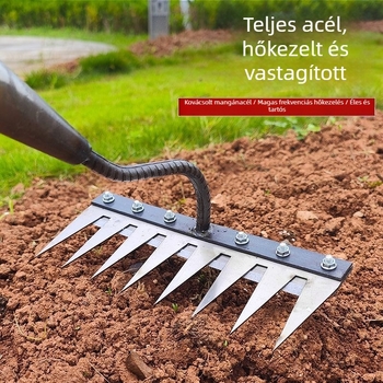 Mangán-acél gyomirtó kapa fogazott fejjel – többfunkciós mezőgazdasági eszköz a talaj lazításához