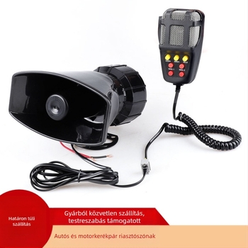 Autó- és motorkerékpár riasztó kürt, 7 hangú, 12V, modell YC101867-7T
