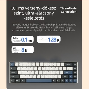 Mechanikus billentyűzet, 99 gomb, USB-C, Bluetooth 2.4G, RGB háttérvilágítás, kettős szárny dizájn
