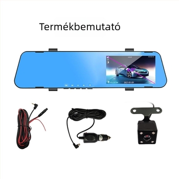 Visszapillantó tükrös autós dashcam — 1080p éjszakai felvétel, kettős felvétel, 140° széles látószög, TF-kártya tárolás