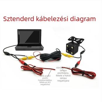 Autóhátsó nézet kijelző kamerával, TN kijelző, felbontás 480P-720P, AV bemenet, univerzális kompatibilitás