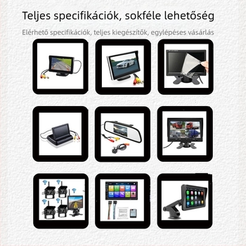 Autóhátsó nézet kijelző kamerával, TN kijelző, felbontás 480P-720P, AV bemenet, univerzális kompatibilitás