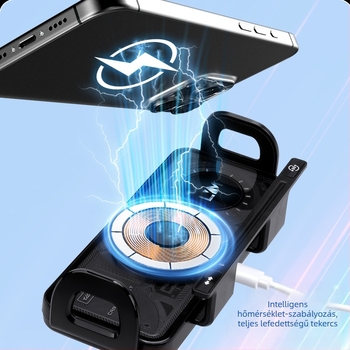 Összecsukható autótelefon-tartó vezeték nélküli gyorstöltéssel - 7,5 W, szellőzőnyílásra snap-on rögzítés, modell X07, univerzális kompatibilitás