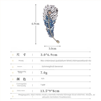 Tollas kitűző rézből, női, könnyed luxus stílus, elektroplakálás, modell M-344