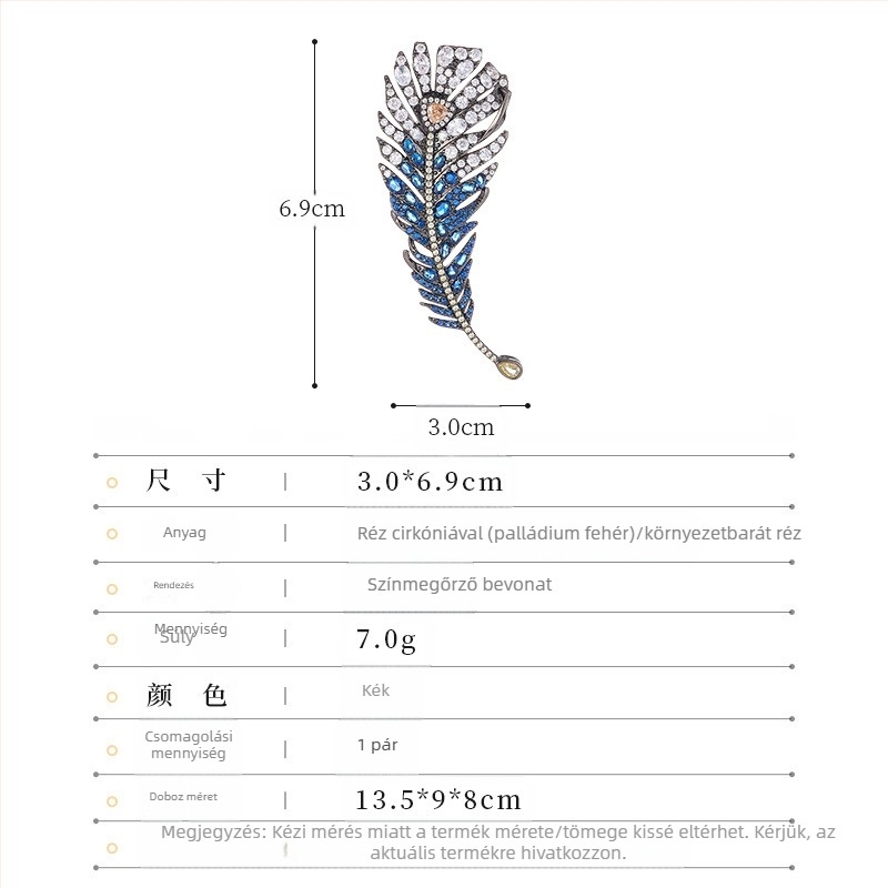 Tollas kitűző rézből, női, könnyed luxus stílus, elektroplakálás, modell M-344