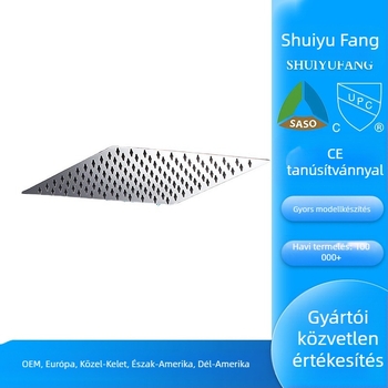 Rozsdamentes acélból készült zuhanyfej, felső permet, falra szerelhető, lézeres hegesztés, négyszögletes felső permet modell