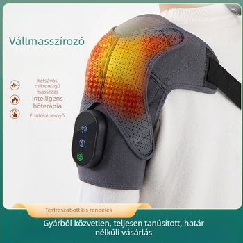 Vállmasszírozó fűtéssel és rezgéses masszázzal – 7W, 5V, 35-45°C, Három fokozatú vezérlés