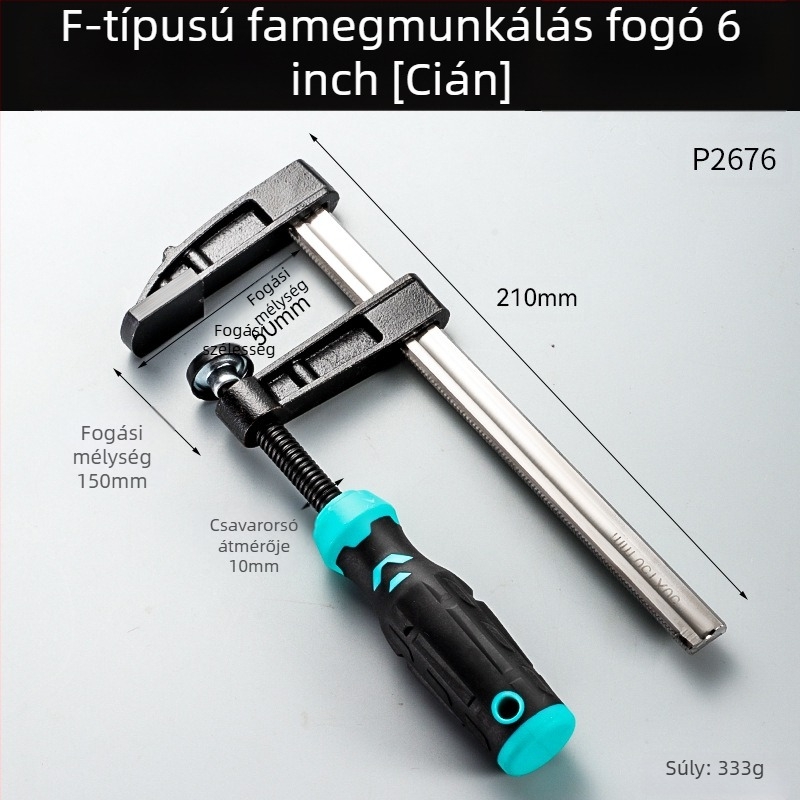 F-clip faipari felhasználásra, ipari minőségű, anyag: Ma steel + cast iron, használat: rögzítés faanyaghoz