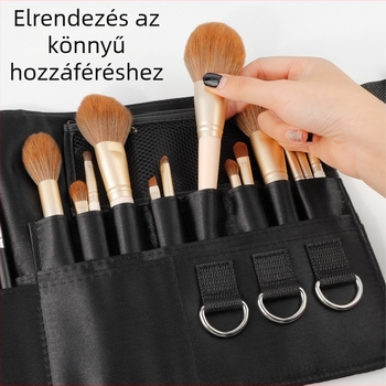 Sminkecset készlet övre táskában, 20 darab; csomagolt tároló táska; Oxford anyagú fogantyú; szálhossz 24,5 cm; teljes hossz 24,5 cm