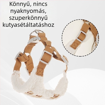 Állítható kutyahám és póráz báránygyapjú plüssmedvével, rajzfilmszerű dizájnnal