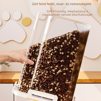 Háziállat élelmiszer tároló edény – vákuumzáras, nedvességálló, PP anyagú, macska- és kutyaeledelhez (otthoni használat)