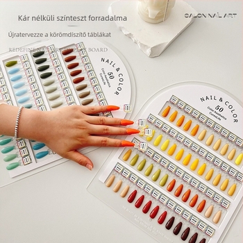 Akril körmök művészeti bemutató tábla mágneses, levehető próbatáblával a dizájn ellenőrzéséhez