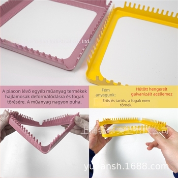 DIY szövőszék - négyszögletes keret szövéshez, sűrű fogak, 18 fog