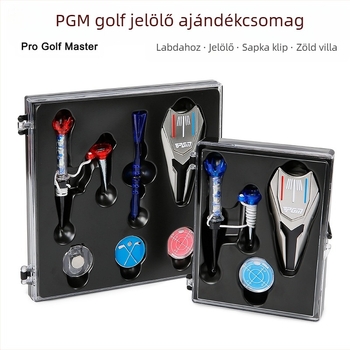 PGM golf kiegészítőkészlet: sapka-clips, mágneses labdamarker, TEE és divot javító eszköz – ajándékdoboz