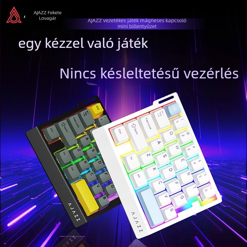 Ajazz AK029 Egykezes Mechanikus Billentyűzet, Kék Kapcsoló, RGB Háttérvilágítás, 29 Gomb, Hot-Swappable