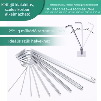 Celtic 27 részes hatszögletű belső csőkulcs készlet króm-vanádium acélból, L-alakú fej