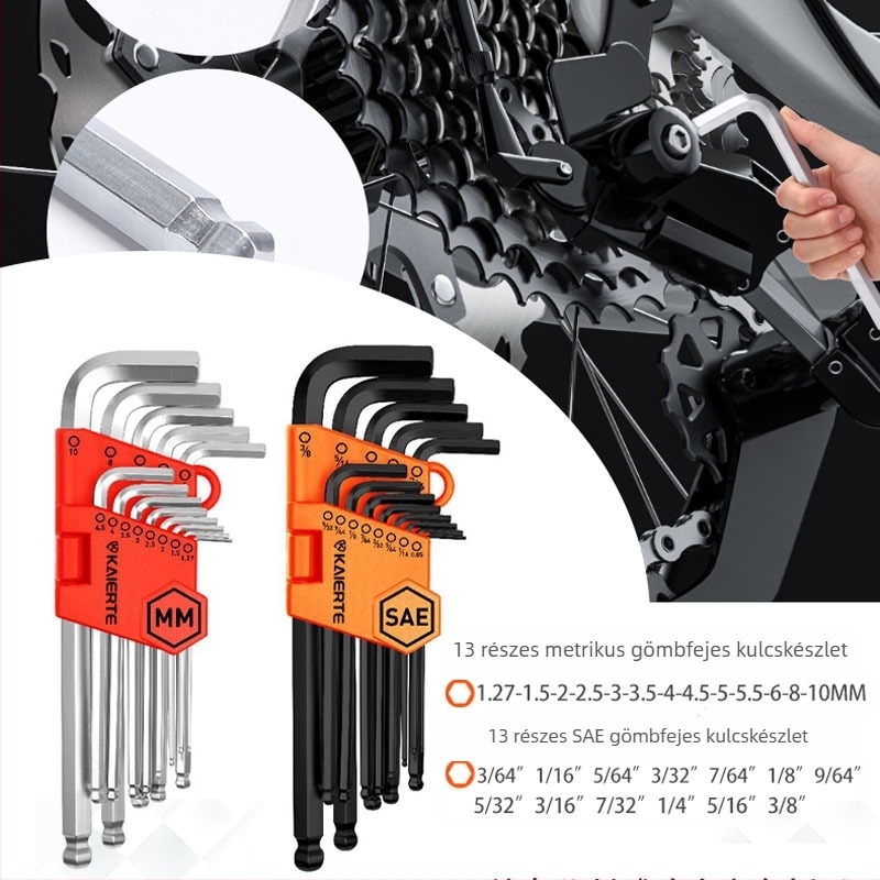 Celtic 27 részes hatszögletű belső csőkulcs készlet króm-vanádium acélból, L-alakú fej