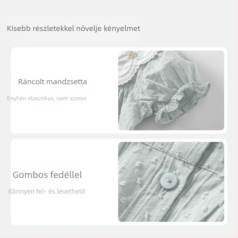 Gyermekeknek szóló pamuting, koreai stílus, kerek nyakú, rövid ujjú, 100% pamut