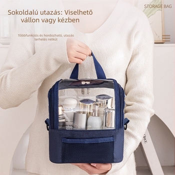 Oxford anyagból készült kozmetikai táska, vízálló, belső nylon bélés, egyszínű minta, mindennapi használatra