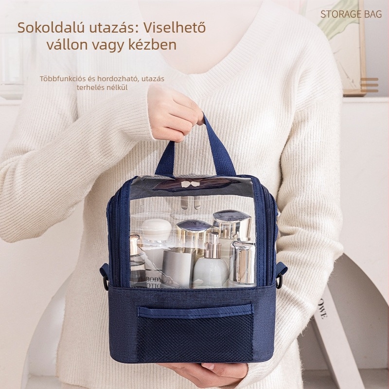 Oxford anyagból készült kozmetikai táska, vízálló, belső nylon bélés, egyszínű minta, mindennapi használatra