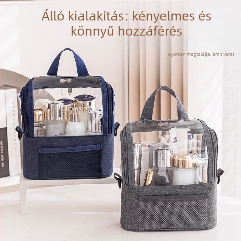 Oxford anyagból készült kozmetikai táska, vízálló, belső nylon bélés, egyszínű minta, mindennapi használatra
