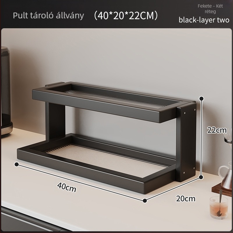 Asztali tároló állvány bögrék és teáskészletekhez – bambusz, 3 emeletes, multifunkcionális, asztali telepítés, ideális konyha, fürdőszoba és nappali számára.
