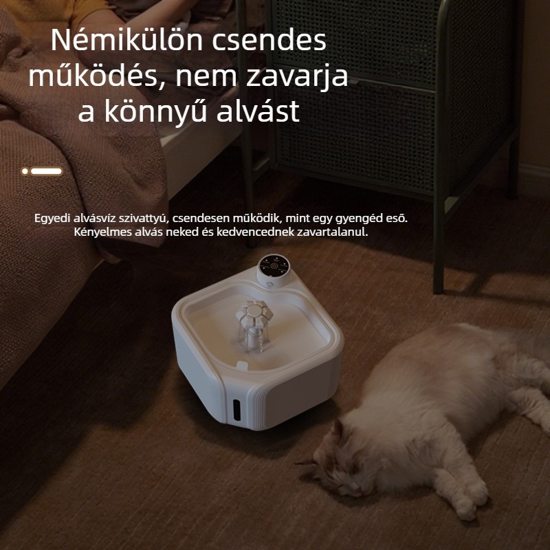 Vezeték nélküli háziállat ivóvízforrás – CW-02, Szenzoros ciklus, Levehető kialakítás, Tömeg 896 g, Alkalmas kutyák és macskák számára, Tartalmaz szűrőt